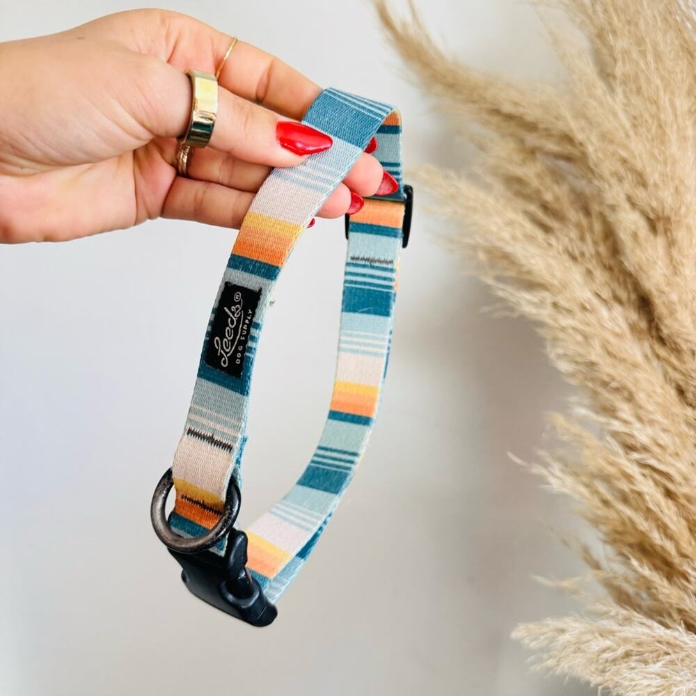 LEEDS Doheny White Blue Stripe Dog Leash Buckle Collar Step Harness $135 Set - Picture 2 of 16